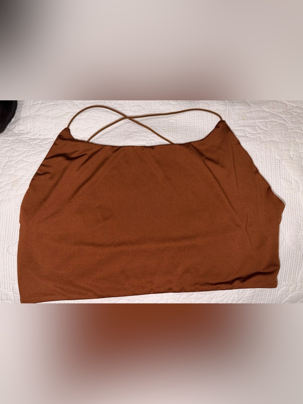 Simple Brown Spaghetti Strap Tank Top
